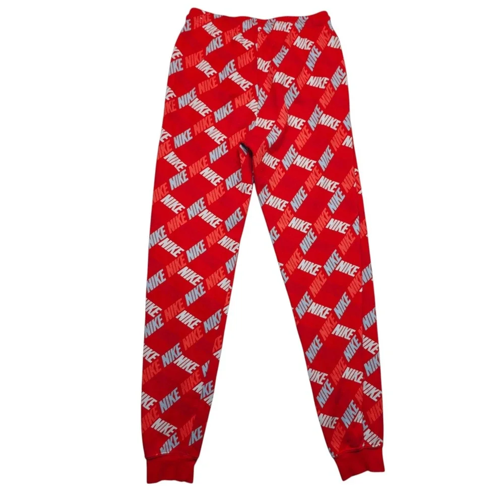Nike Sportswear All Over Print Logo Joggers Red White Blue XS Sweatpants